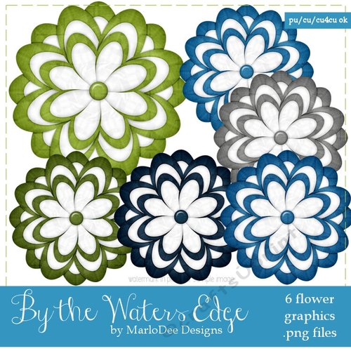 By the Waters Edge Colors Digital Flowers pkg 3