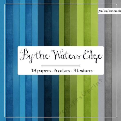 By the Waters Edge Colors Digital Cardstock Paper Backgrounds