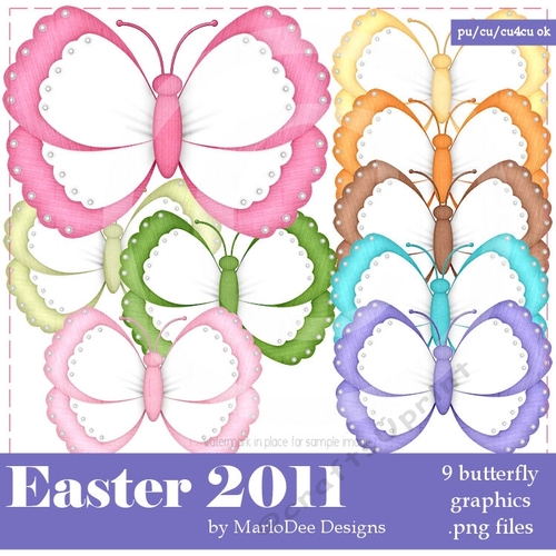 Easter Colors Digital Butterflies pkg 1