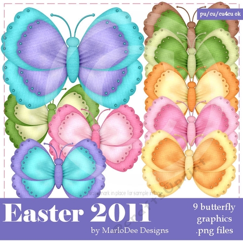 Easter Colors Digital Butterflies pkg 2