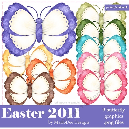 Easter Colors Digital Butterflies pkg 3