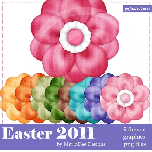 Easter Colors Digital Flowers pkg 1