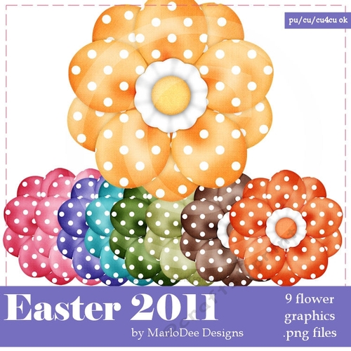 Easter Colors Digital Flowers pkg 2