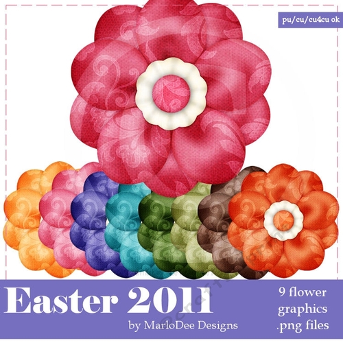Easter Colors Digital Flowers pkg 3