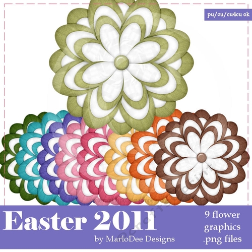 Easter Colors Digital Flowers pkg 4