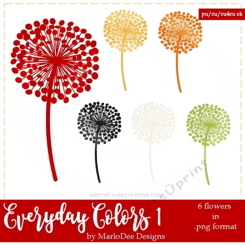 Everyday Colors 1 - Dandelion Flowers Clip Art Graphics 