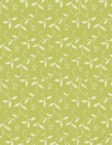 Olive Green with Floral Vine Pattern A4 Size Digital Paper Background