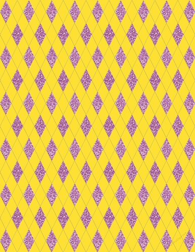 Yellow with Purple Glitter Diamond Pattern A4 Size Digital Paper Background