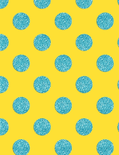 Yellow with Blue Glitter Big Polka Dot Pattern A4 Size Digital Paper Background