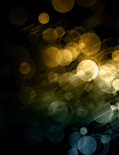 Golden & Blue Bokeh Large Circles Pattern on Black A4 Size Digital Paper Background