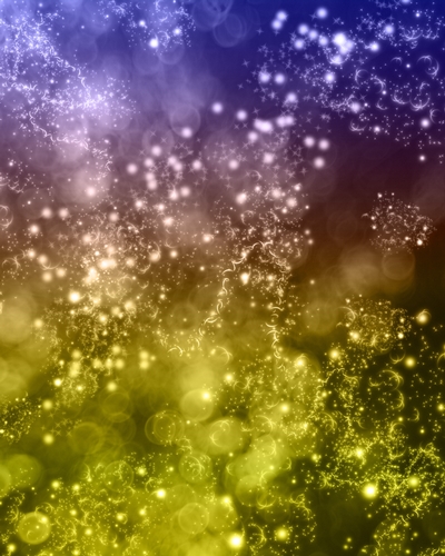 Blue, Purple & Green Yellow Bokeh Space Theme Circles, Spots & Sparkle Pattern - Digital Paper Background