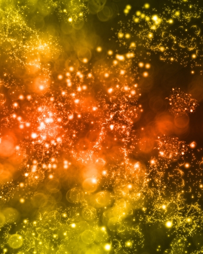 Orange & Yellow Bokeh Space Theme Circles, Spots & Sparkle Pattern - Digital Paper Background