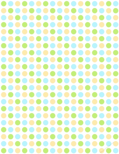 Yellow, Green & Blue Polka Dot Pattern on White A4 Size Digital Paper Background