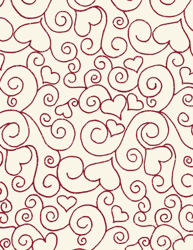 Red Glitter Heart Design on A4 Size Digital Paper Cream Background