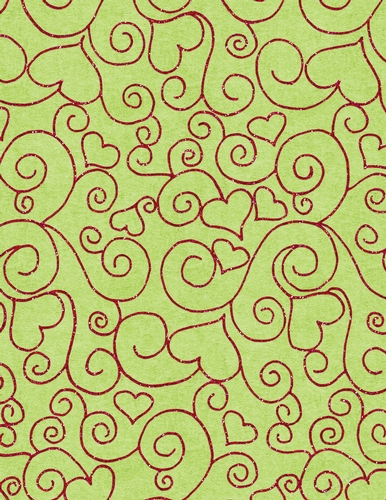 Red Glitter Heart Design on A4 Size Digital Paper Light Green Background