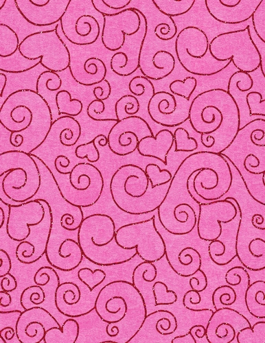 Red Glitter Heart Design on A4 Size Digital Paper Hot Pink Background