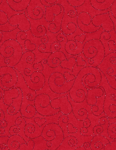 Red Glitter Heart Design on A4 Size Digital Paper Red Background