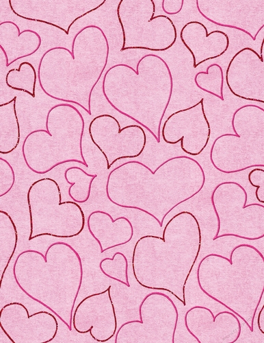 Red Glitter & Pink Texture Hearts Design on A4 Size Digital Paper Pink Background