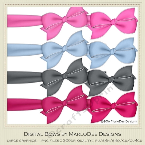 Girly Chic Colors Digital Bows pkg 1