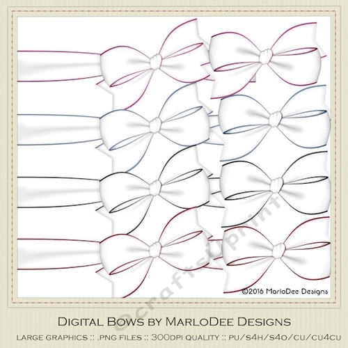 Girly Chic Colors Digital Bows pkg 2