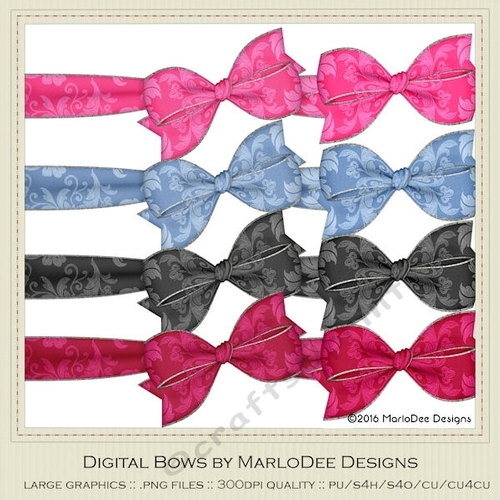 Girly Chic Colors Digital Bows pkg 3