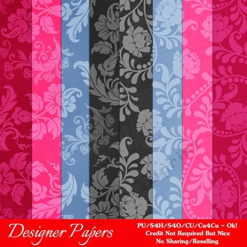 Girly Chic Colors Digital Floral Paper Backgrounds