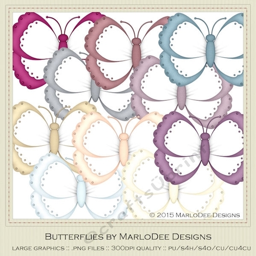 Healthy Lifestyle Colors Digital Butterflies pkg 1