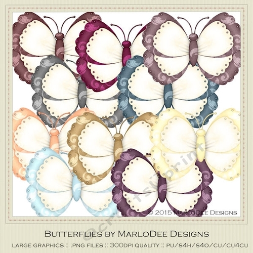 Healthy Lifestyle Colors Digital Butterflies pkg 2