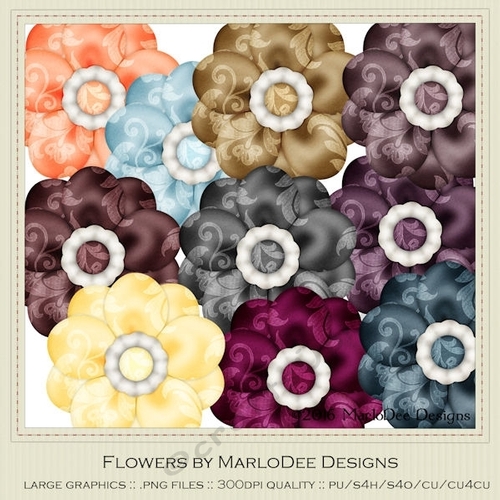 Healthy Lifestyle Colors Digital Flowers pkg 2