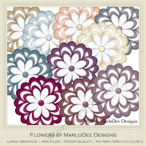 Healthy Lifestyle Colors Digital Flowers pkg 3