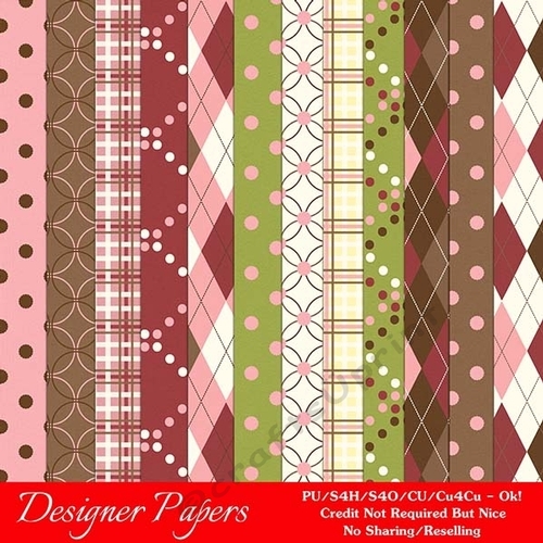 Ice Cream Sundae Colors A4 Size Digital Pattern Paper Backgrounds