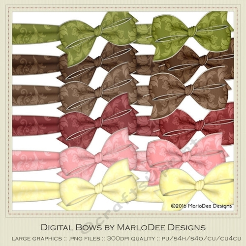 Ice Cream Sundae Colors Digital Bows pkg 1