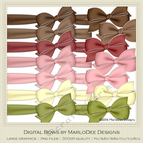Ice Cream Sundae Colors Digital Bows pkg 2