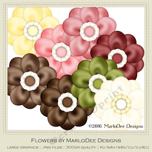Ice Cream Sundae Colors Digital Flowers pkg 1