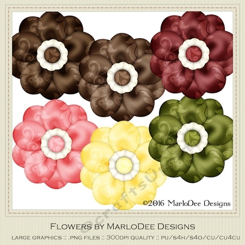 Ice Cream Sundae Colors Digital Flowers pkg 2