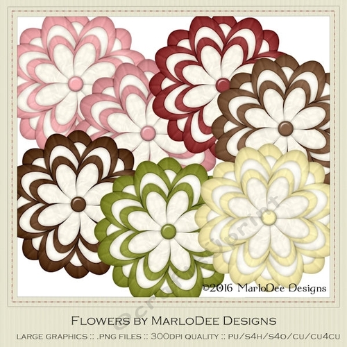 Ice Cream Sundae Colors Digital Flowers pkg 3