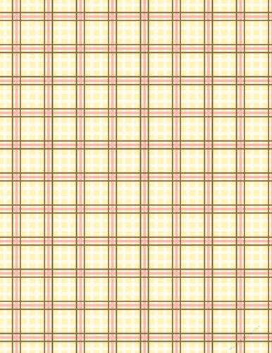 Cream, Brown & Pink Plaid Pattern on A4 Size Yellow Digital Paper Background {ICS}
