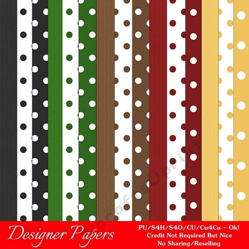Little Autumn Girls Colors Cardstock & Polka Dot Patterns Digital Paper Backgrounds