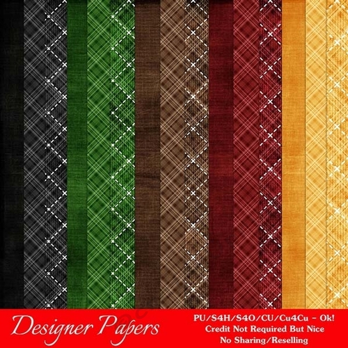 Little Autumn Girls Colors Cardstock & Plaid Patterns Digital Paper Backgrounds
