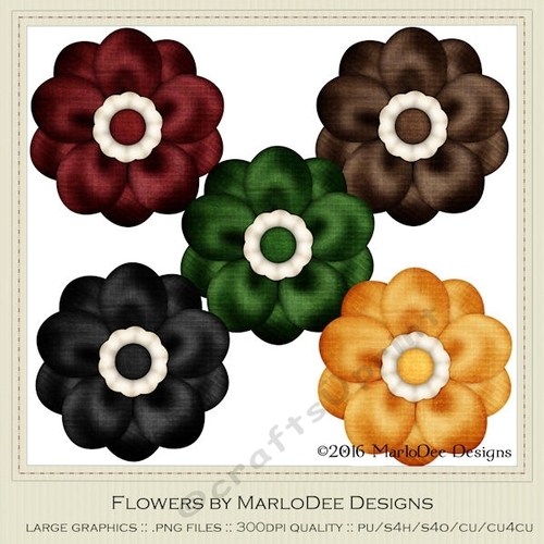Little Autumn Girls Colors Digital Flowers pkg 1