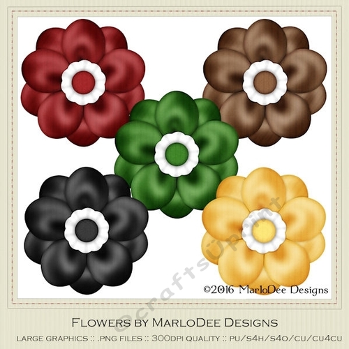 Little Autumn Girls Colors Digital Flowers pkg 4
