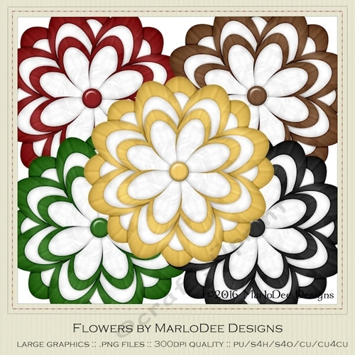Little Autumn Girls Colors Digital Flowers pkg 8