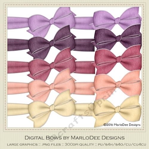 Macroon Hues 1 Colors Digital Bows pkg 1