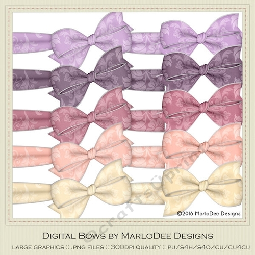 Macroon Hues 1 Colors Digital Bows pkg 2