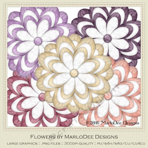 Macroon Hues 1 Colors Digital Flowers pkg 4