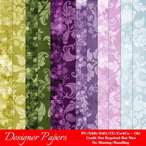 Spring Colors 4 Digital Floral Patterns A4 Size Paper Backgrounds