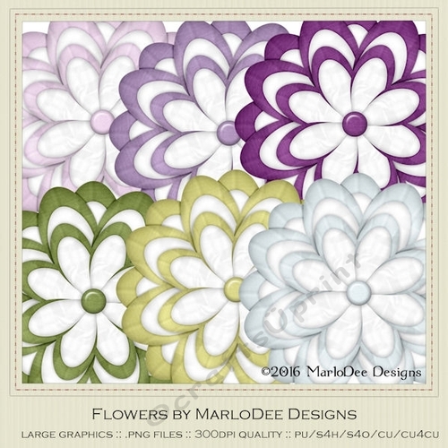 Spring Colors 4 Digital Flowers pkg 3