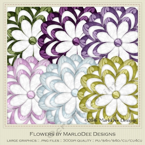 Spring Colors 4 Digital Flowers pkg 4