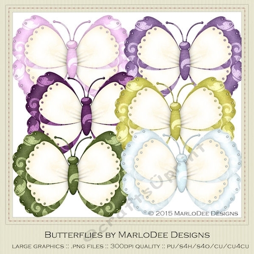Spring Colors 4 Digital Butterflies pkg 1