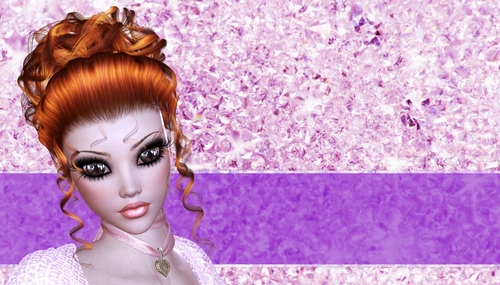 Red Hair Woman on Pink & Purple Diamond Style Jewels Themed Digital Paper Background